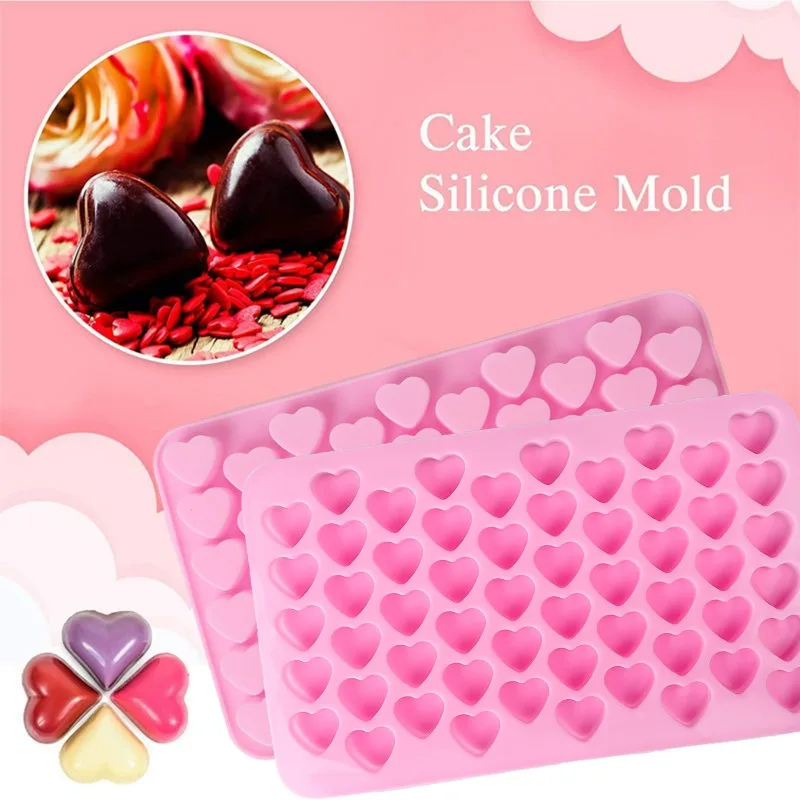 1/5PCS 55 Grid Chocolate Mold DIY Love Heart Shape Candle Candy Mould Food Grade Silicone Cake Baking Mold Protable Kitchen Tool