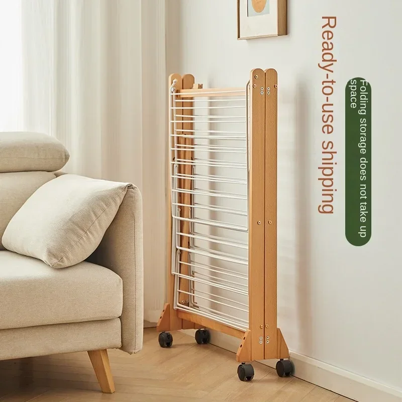 Wooden Clothes Hanger Rack for Drying and Storage, Suitable for Home Use