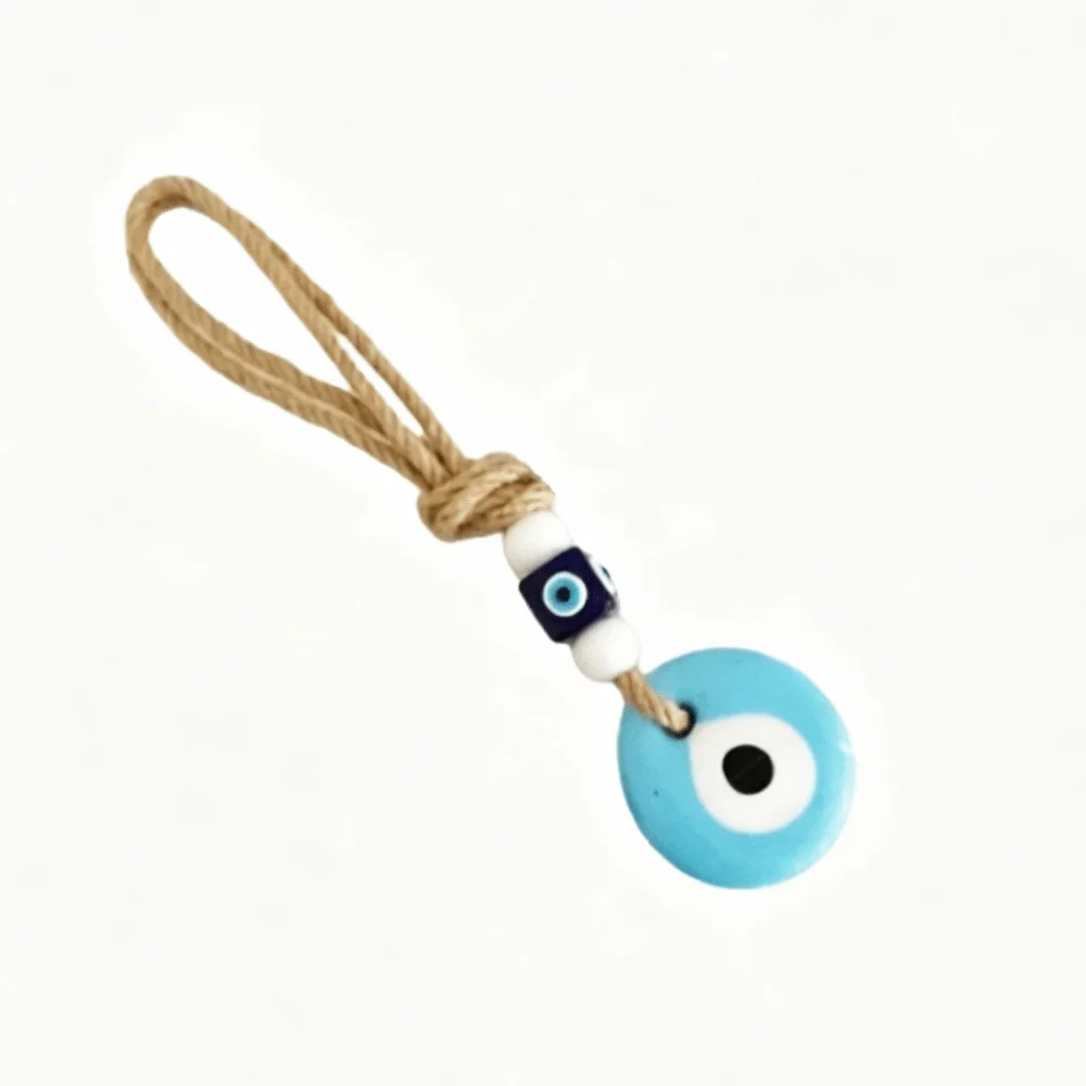 Blue Turkish Demon Eye Pendant Transparent Bead Multi Color Bead Keychain Glass Pendant Bohemian Lucky Eye Keyring