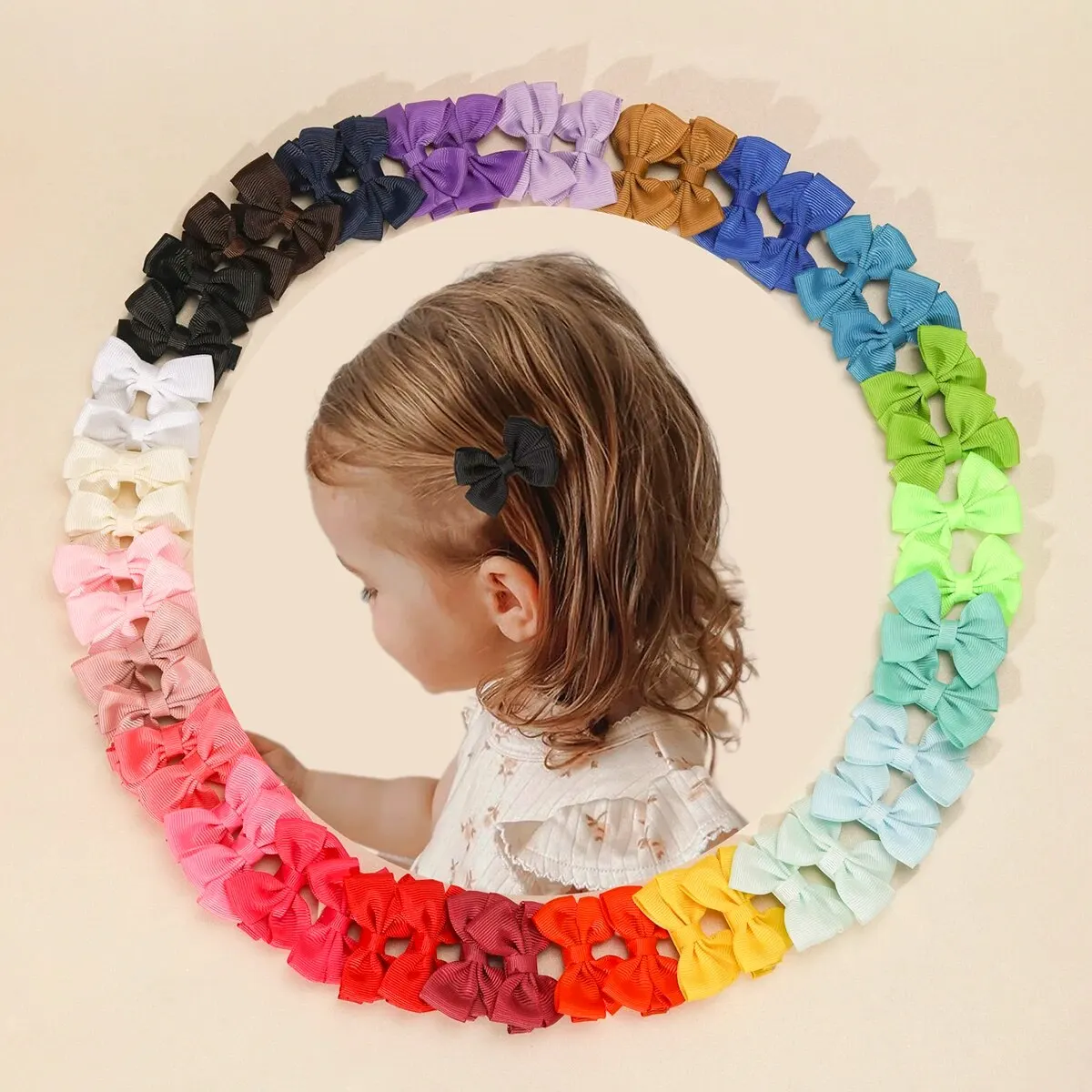 48Pc Mixed Color Hair Bow Clips All-inclusive Hair Clip No Harm To Hair Suitable for Baby To Wear Girl\'s Hair Accessories Set