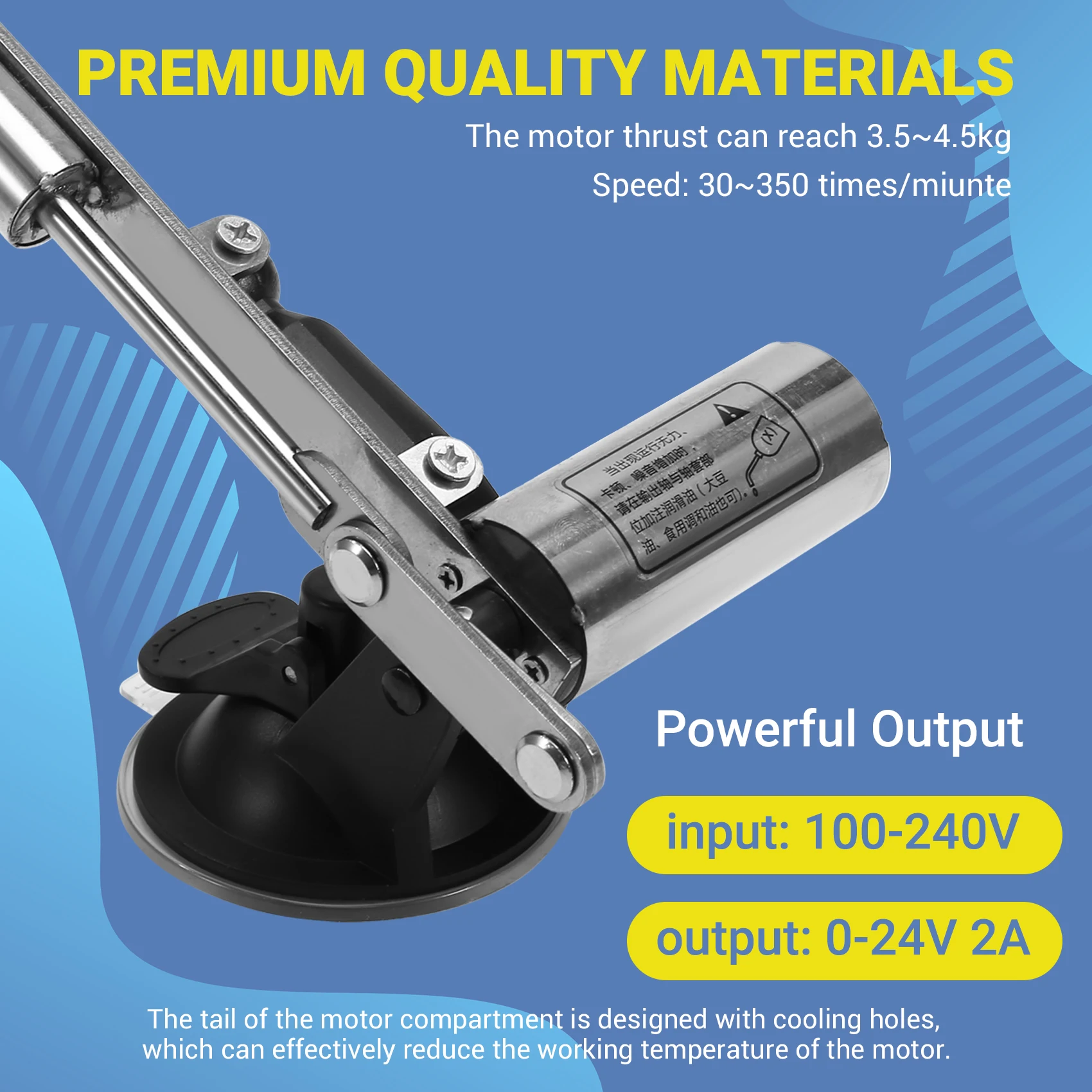 RIRI Teleskop-Linearaktuator mit 60-mm-Platte, 45-mm-Hub, großer Schub, DC-Hubkolbenmechanismus, Motor mit variabler Geschwindigkeit, EU-Stecker