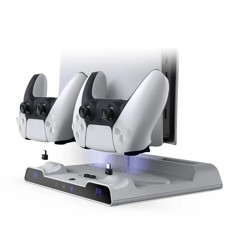 

【Распродажа!】Для PS5/Slim/Pro Многофункциональная охлаждающая база с двойным беспроводным контроллером, зарядное устройство, мобильный жесткий диск для хранения