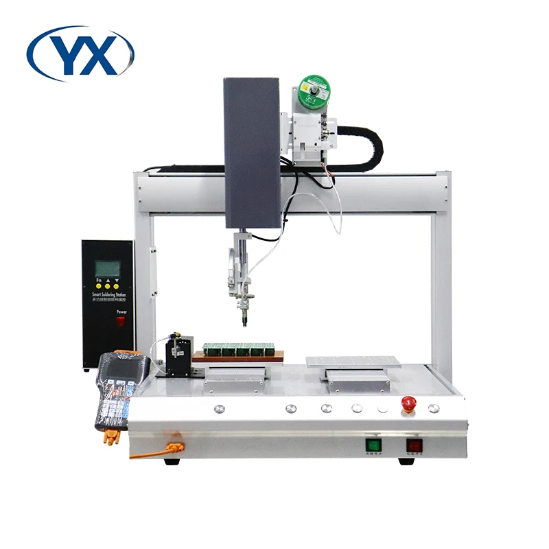 Máquina de soldadura automática de escritorio YX5331-T, Robot de soldadura PCB, estación de soldadura de alimentación automática, máquina de soldadura con luz de tira Led