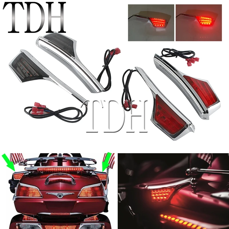 

Motorcycle Passenger Armrest Trim W/LED Light Turn Signal Running Lamp Indicator Taillight For Honda GL1800 AD/AL Goldwing 06-17