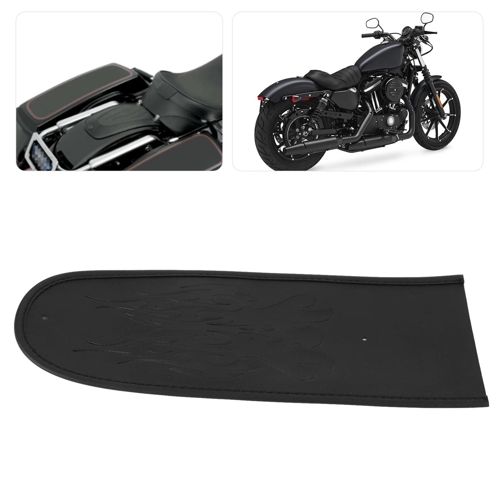 Stylish Artificial Leather Motorcycle Fender Protector Decor Mudguard Cover Pad for XL 883 1200 48 - Wear-Resistant Black Pad
