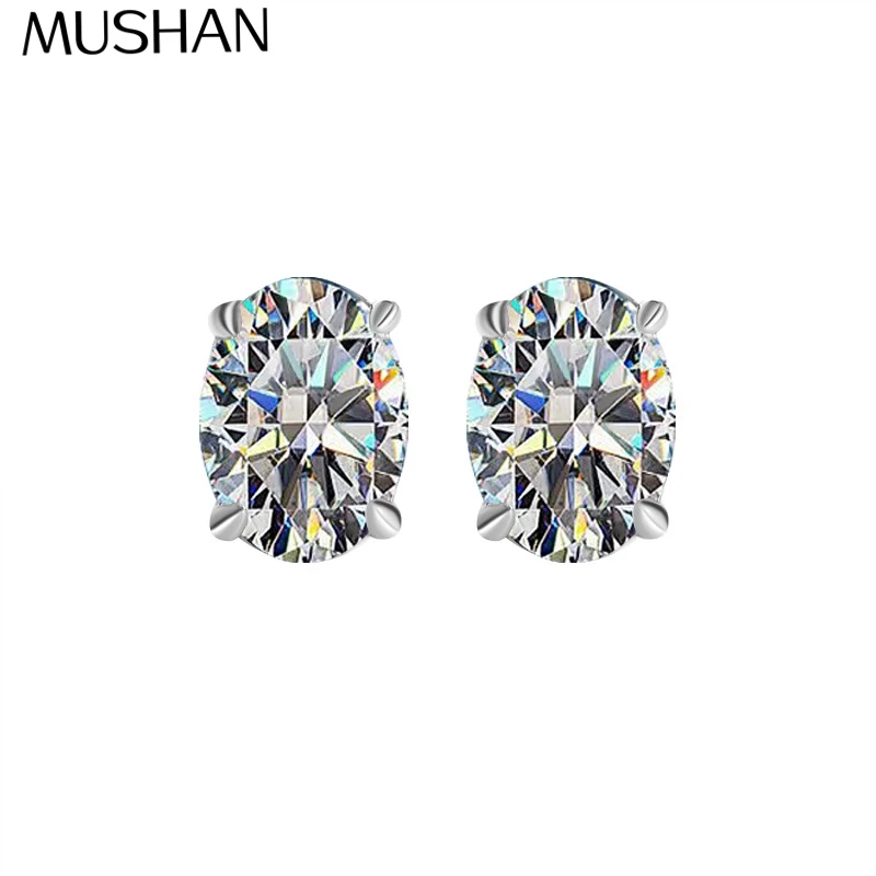 

MuShan Luxury Jewelry 925 Sterling Silver Earrings Moissanite Diamond Huggie Wedding Women Rhodium Plated MST Patent Earring