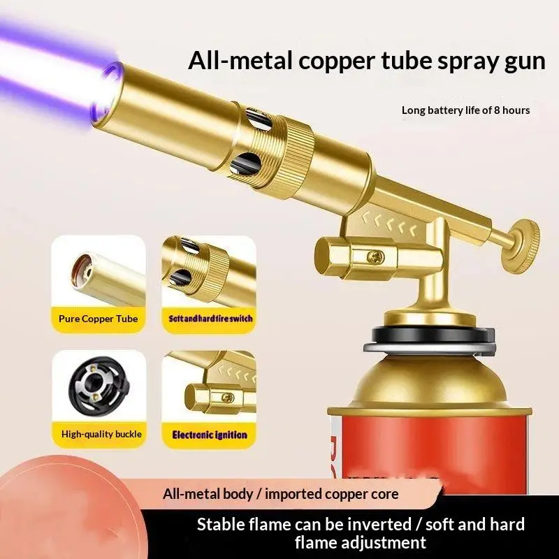 Gold Copper Gas Welding Torch Portable High Temperature for Camping BBQ Kitchen Cooking Brazing Maintenance