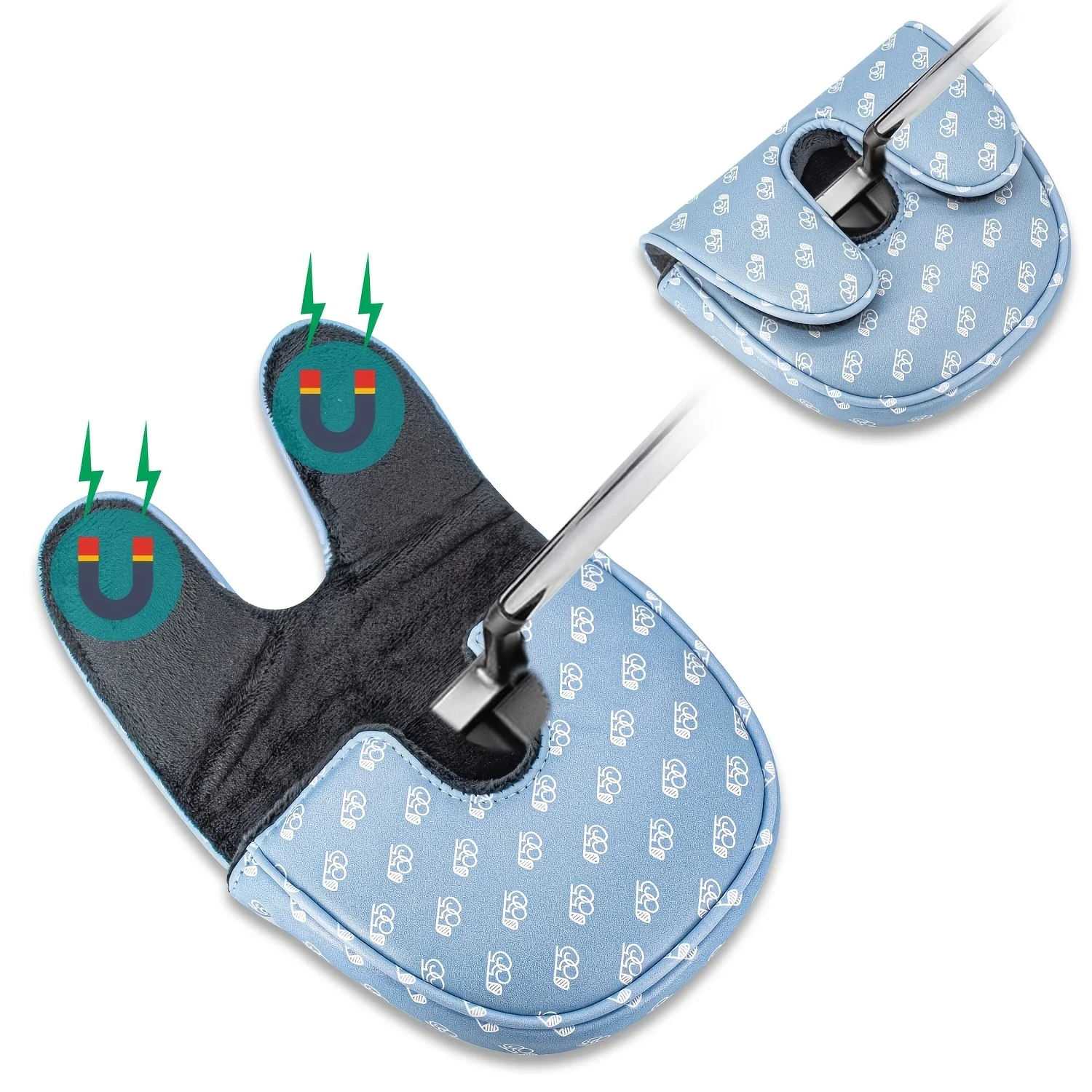 1pc Putter Golf Putter Head Cover - Printing Style with Putter Adapted PU And Cushioned Liner, Magnetic Closure view 5