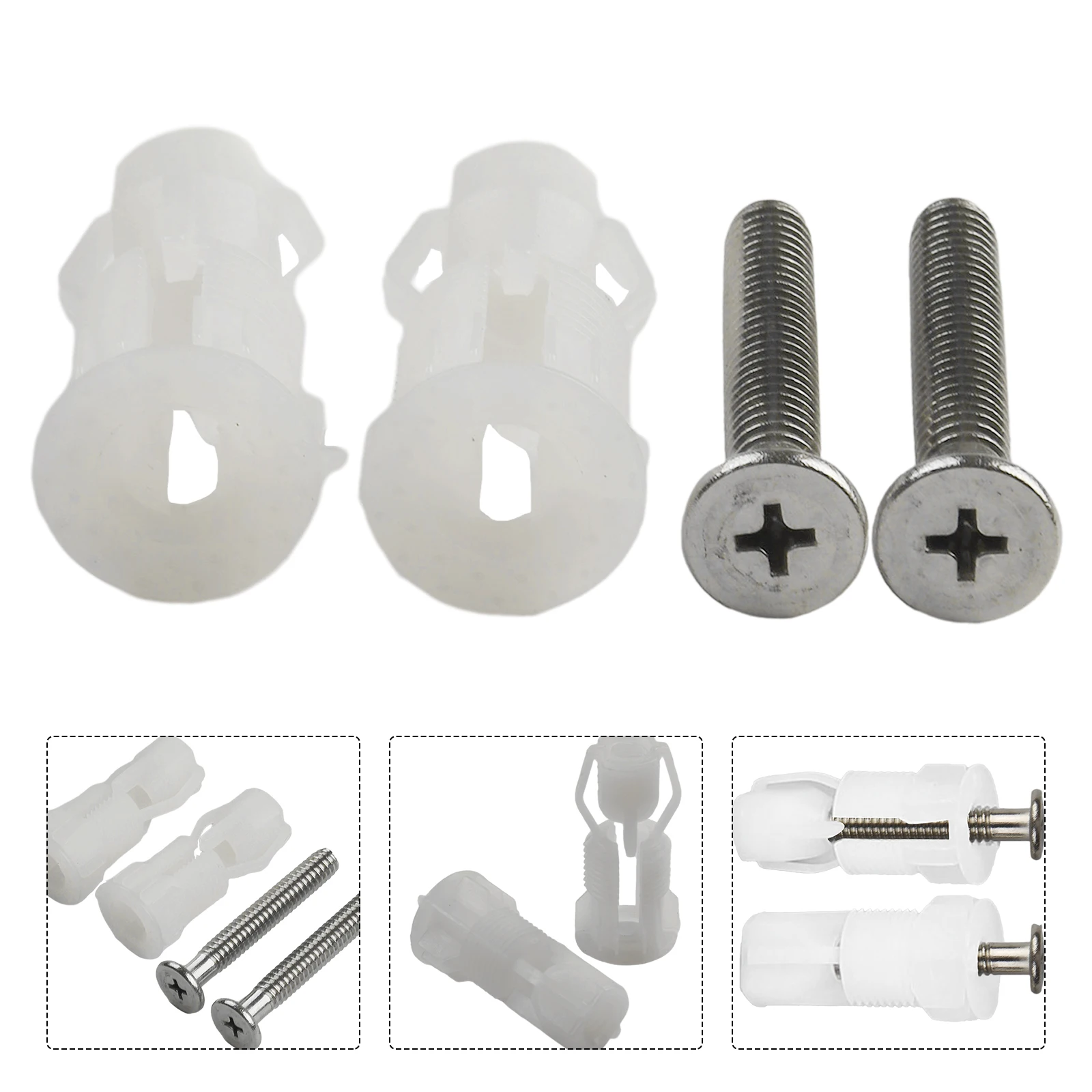 2pcs Toilet Seat Hinges Screws Toilet Seat Cover Close Top Fix Screws Nut Lid Pan Fixing Hinges Fitting Bathroom Accessories