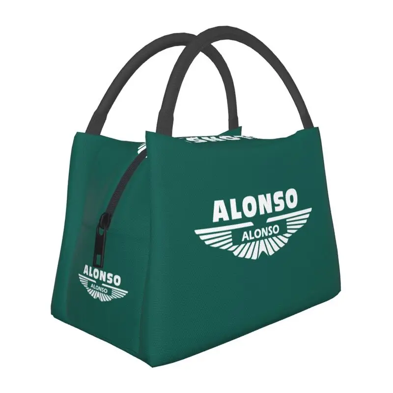 Custom Alonso Sport Motorcycle Lunch Bags Men Women Cooler Thermal Insulated Lunch Boxes for Picnic Camping Work Travel