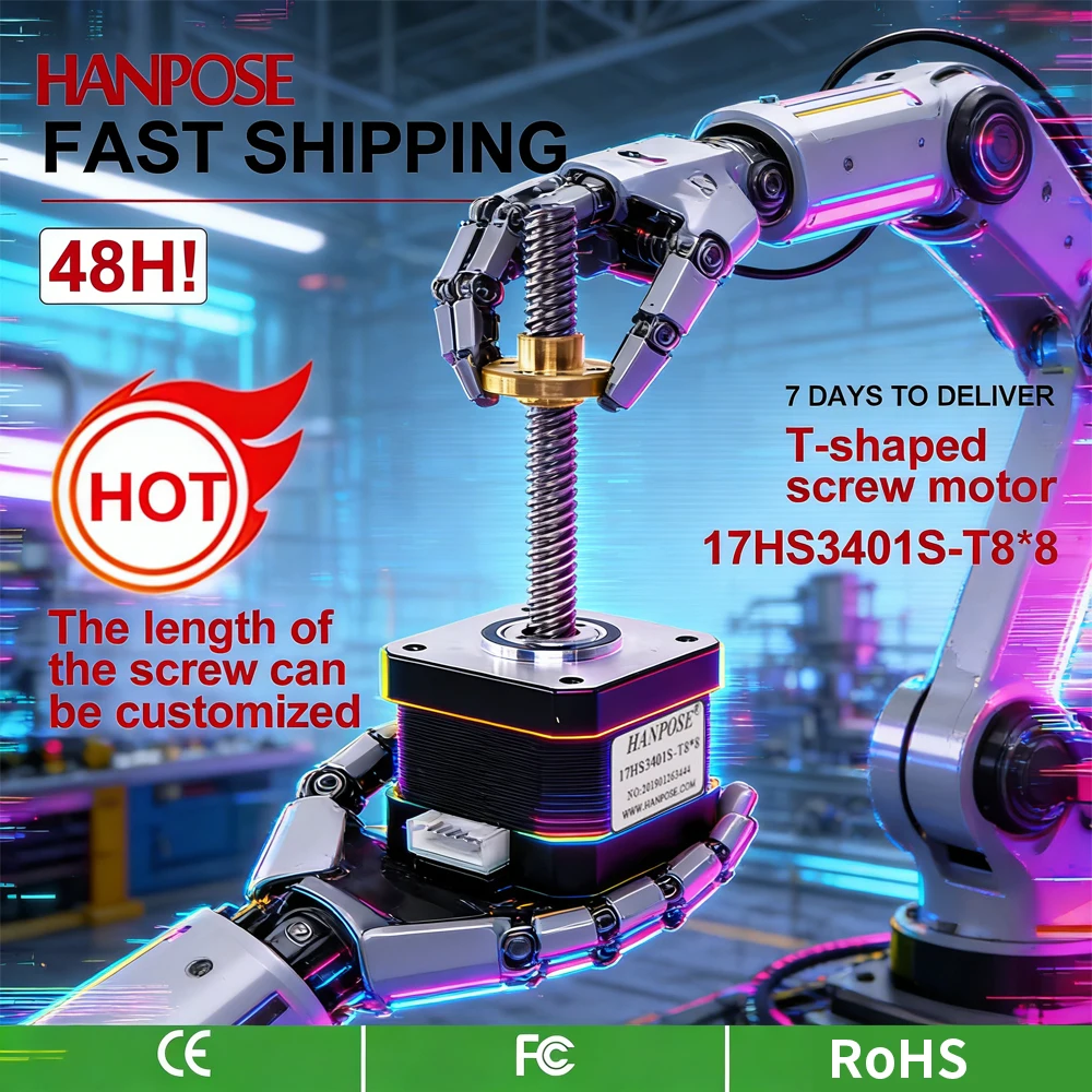 HANPOSE Nema17 17HS3401S-T8*8 Screw Rod Linear Stepping Motor1.3A 300mm Z-Motor with Trapezoidal Lead Srew for 3D printer
