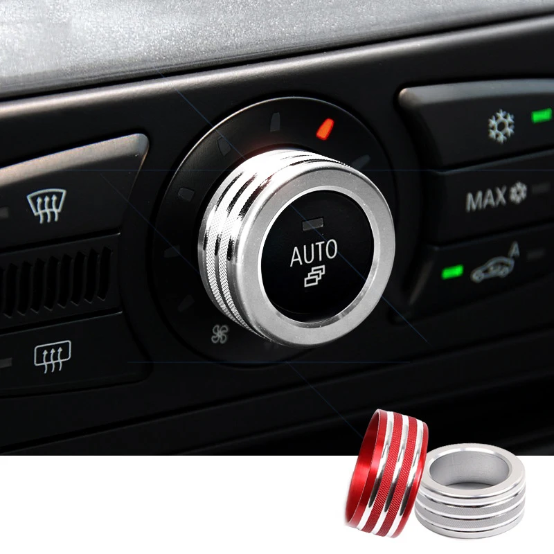 4pcs Air Conditioning Knob Cover Car Audio Volume Control Button Ring For BMW 5 Series E61 E60 530LI 523 525 2004-2007 2008-2010