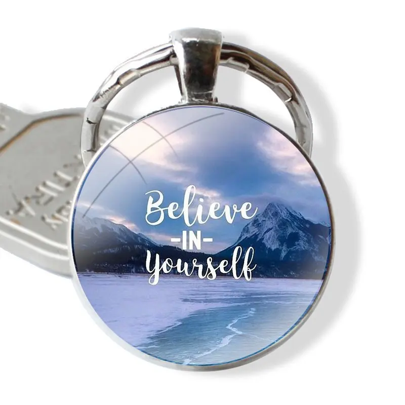 Travel mountain sea beach quotes Keychain Handmade Glass Cabochon Key Ring Holder Pendant Key Chains Design