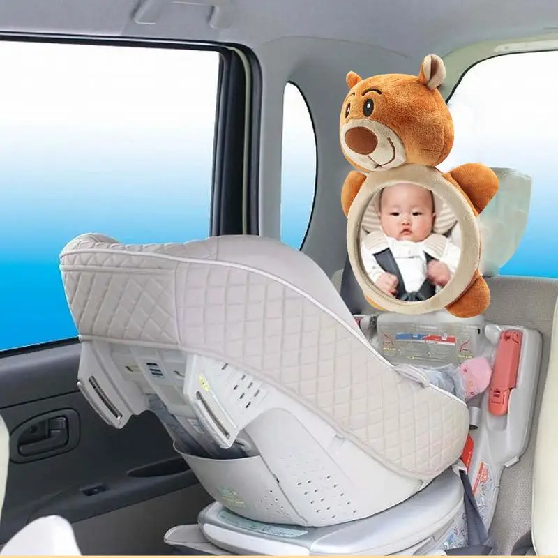 

Babies Car Rearview Toy Car Seat Toy Rearview Cartoon Bear Shatterproof Plush Ease Of Monitoring Toy For Added Safety