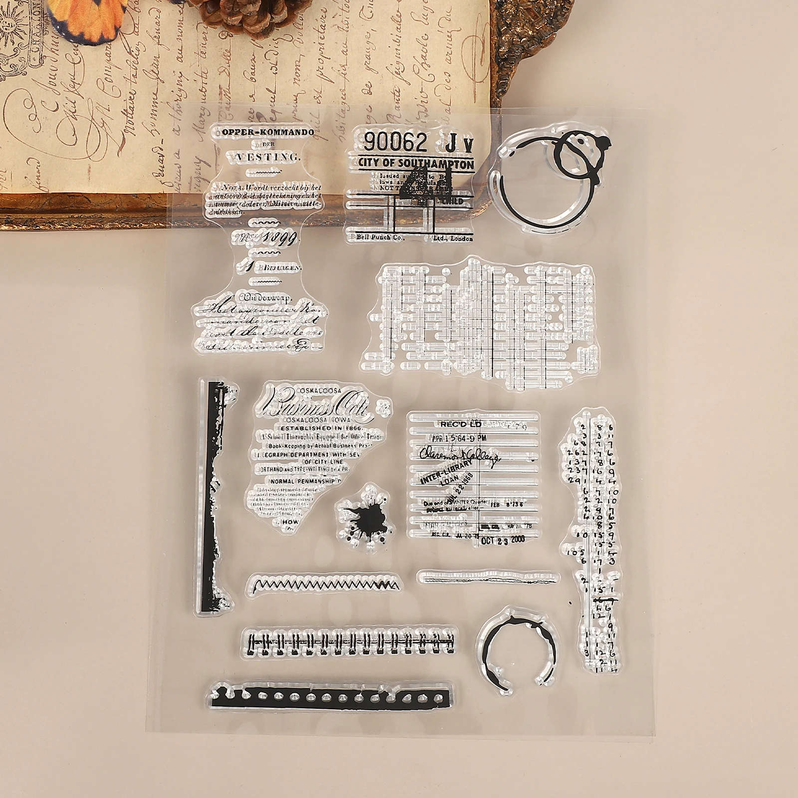 

Vintage English Text Landscape Transparent Silicone Stamp Creative DIY Journal Material Collage Stationery