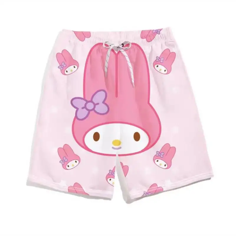 

Sanrio летние шорты «Hello Kitty», пляжные штаны для девочек, каваи, свободные, удобные, универсальные, повседневные, дышащие, с героями мультфильмов, элитные подарки