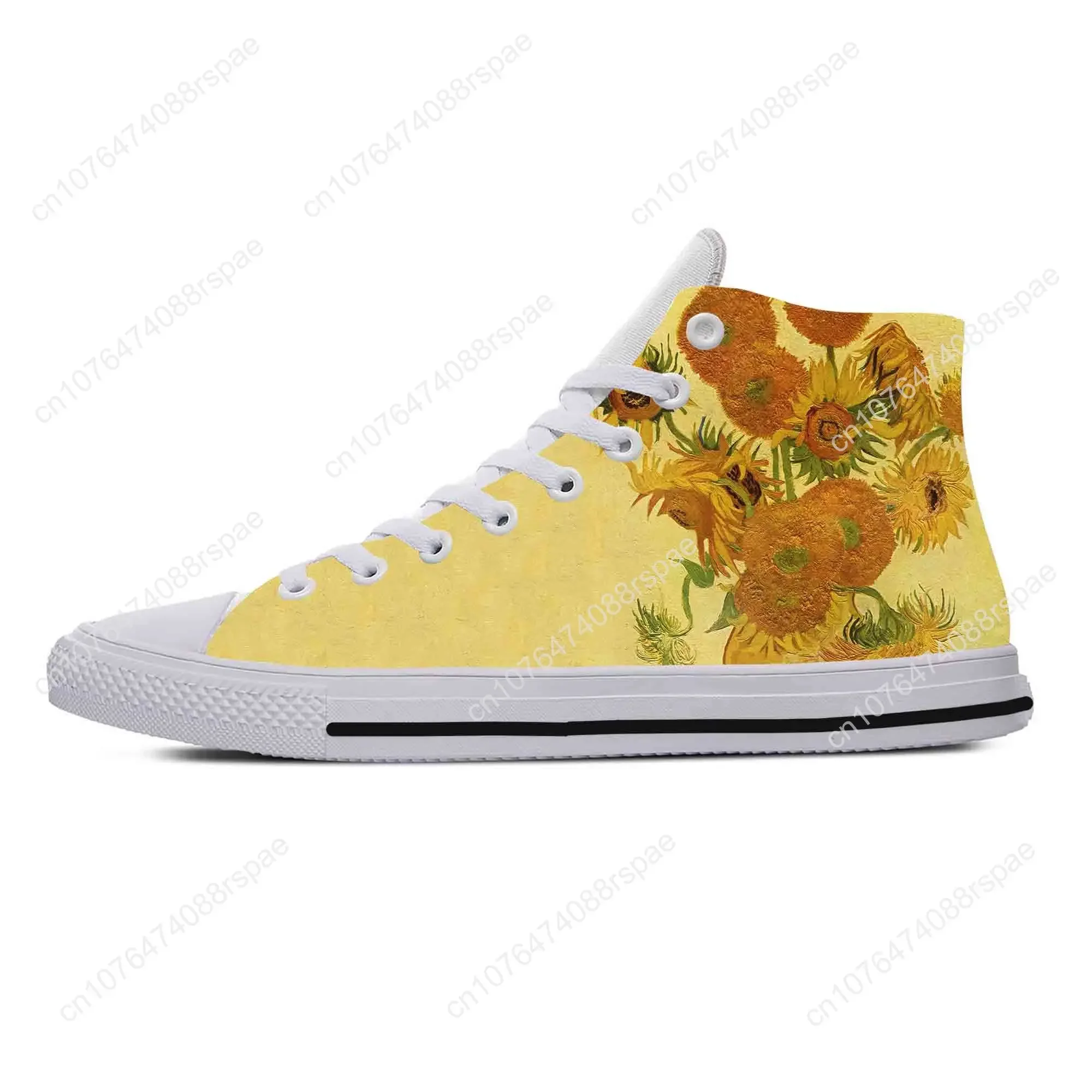 Vincent Van Gogh Starry Night pittura a olio divertenti scarpe di stoffa Casual alte comode e traspiranti stampa 3D uomo donna Sneakers