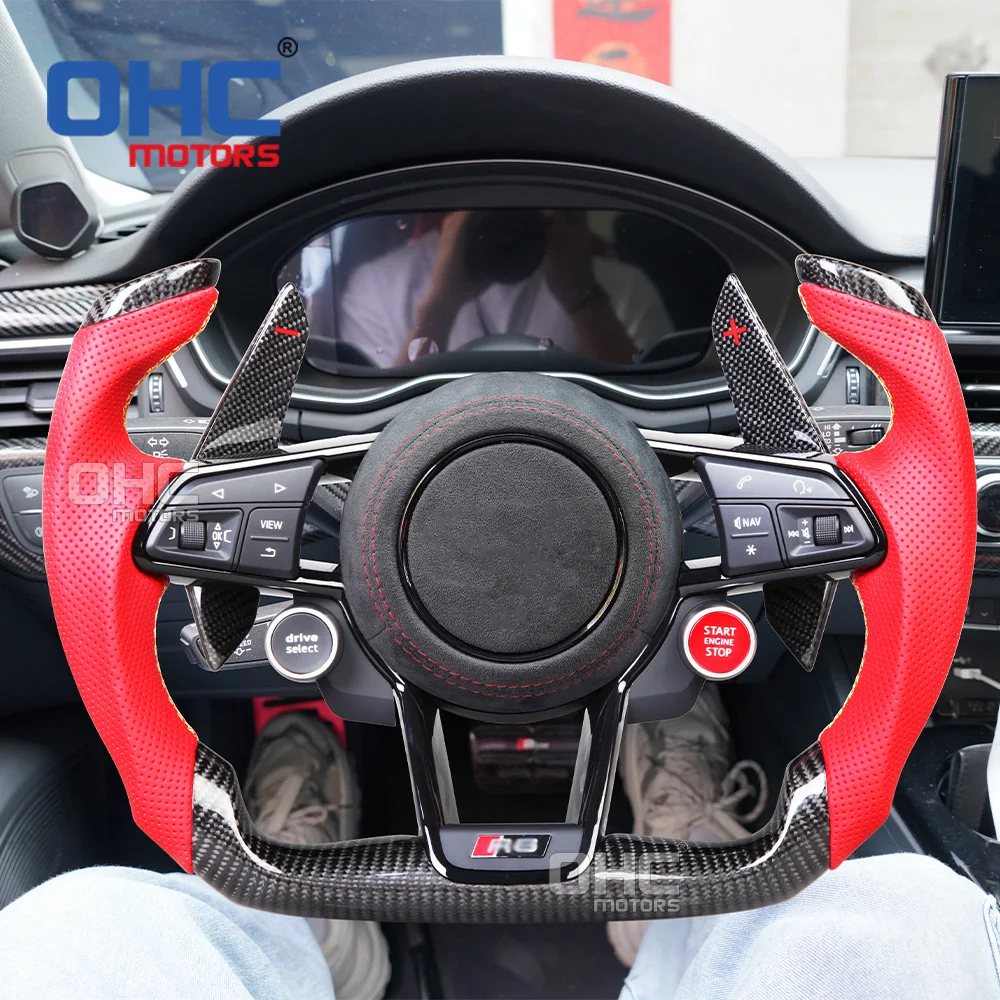 

Подходит для модификации всех серий Audi из перфорированной кожи из углеродного волокна, самолета, рулевого колеса спортивного автомобиля R8.