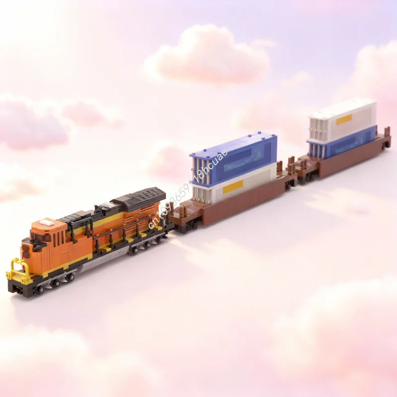 

Набор строительных блоков MOC Creator 4: Широкий контейнерный грузовой поезд BNSF, 1145 деталей, развивающая игрушка, подарок на Рождество