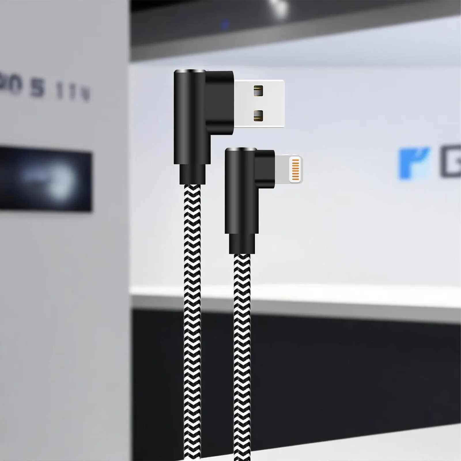 90 Degree USB Cable Fast Charging 3A Data Sync Cord With MFi Certified For iPhone 14 13 12 11 X XR Pro Max Cable Charger Data