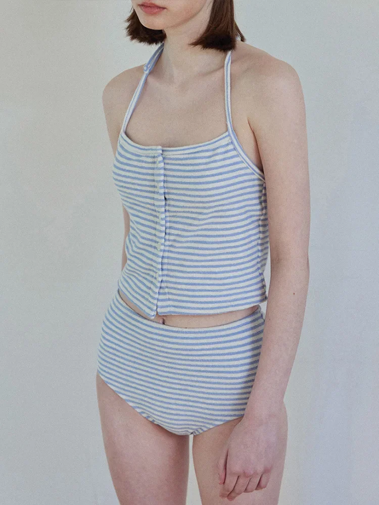 

2025 New Summer Swimwear Bikinis Set Sexy Striped Vintage Bikini 2 Piece Set Women Split Swimsuit High Waist Beach Style Bikini