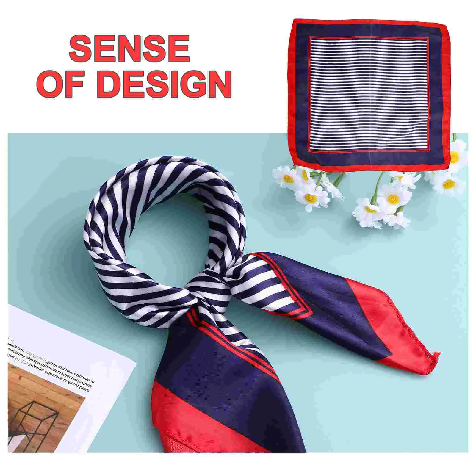 4 Pcs Business Attire Small Scarf Head Women Clothing Accessories Stripe Neckerchief Silk for Hair 55% Polyester Lady Miss