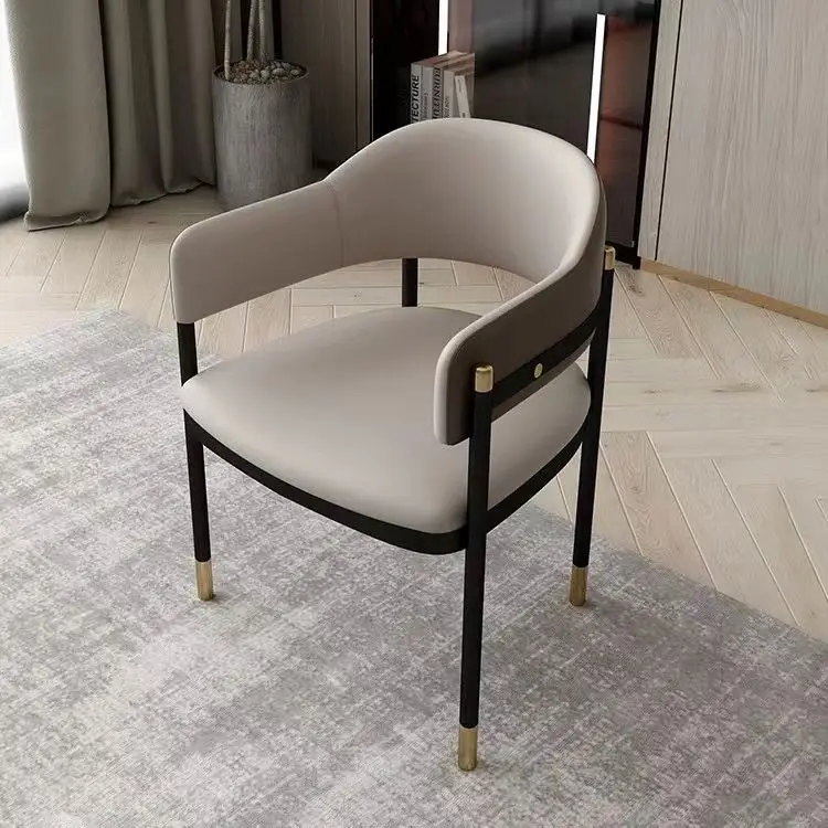 

Modern Minimalist Dining Room Chair Leisure Hotel Restaurant Leather Arm Chair