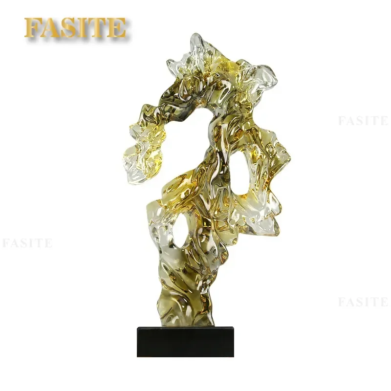 For Home Hotel Lobby Transparent Resin Sculpture Imitation Glazed Art Ornament Modern Entrance Decor Model Room Display Piece