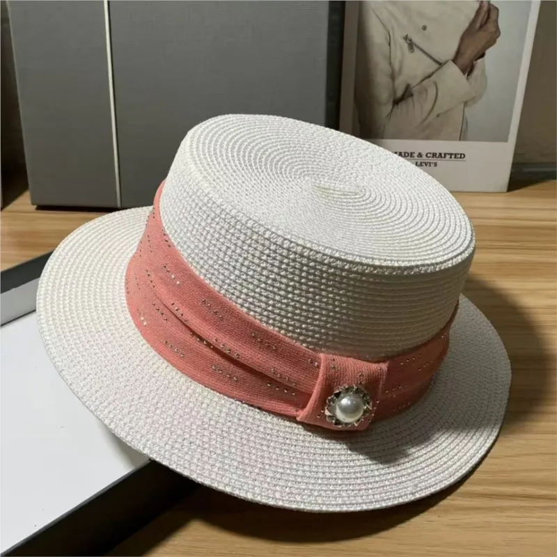 Vacation style flat-topped hat for women fashionable face covering and