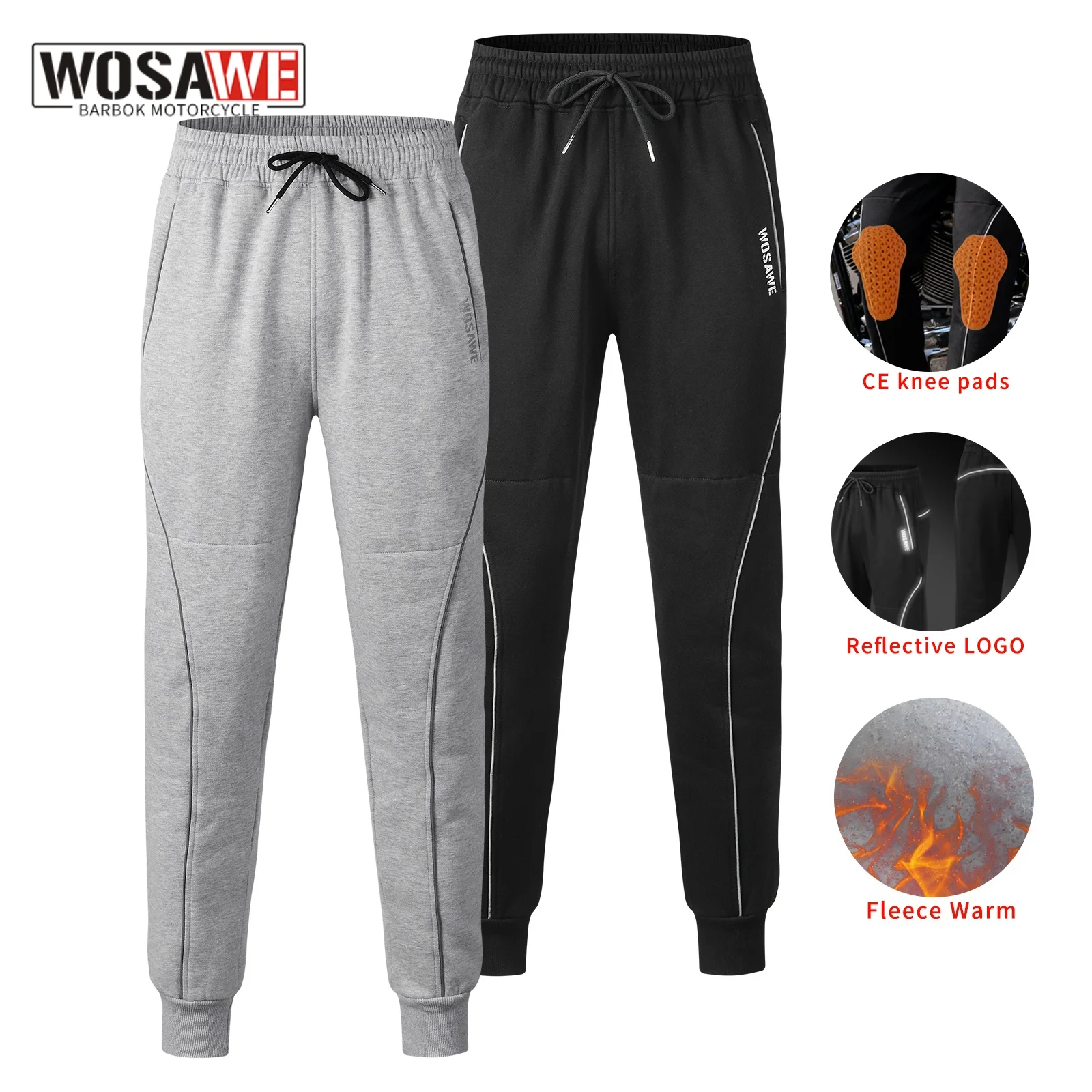 

WOSAWE Motorcycle Trousers Winter Warm Men's Riding Gears Pants With Removable CE Protective Armor Equipment Accessories