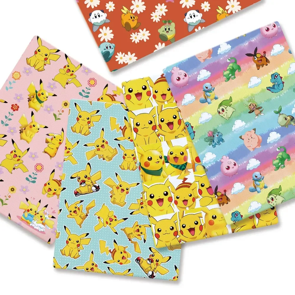 Pokemon การ์ตูน Fabric140*50 ซม.Handmade เย็บ Patchwork Quilting ชุดเด็กบ้านแผ่นพิมพ์ผ้าเย็บผ้าเด็ก