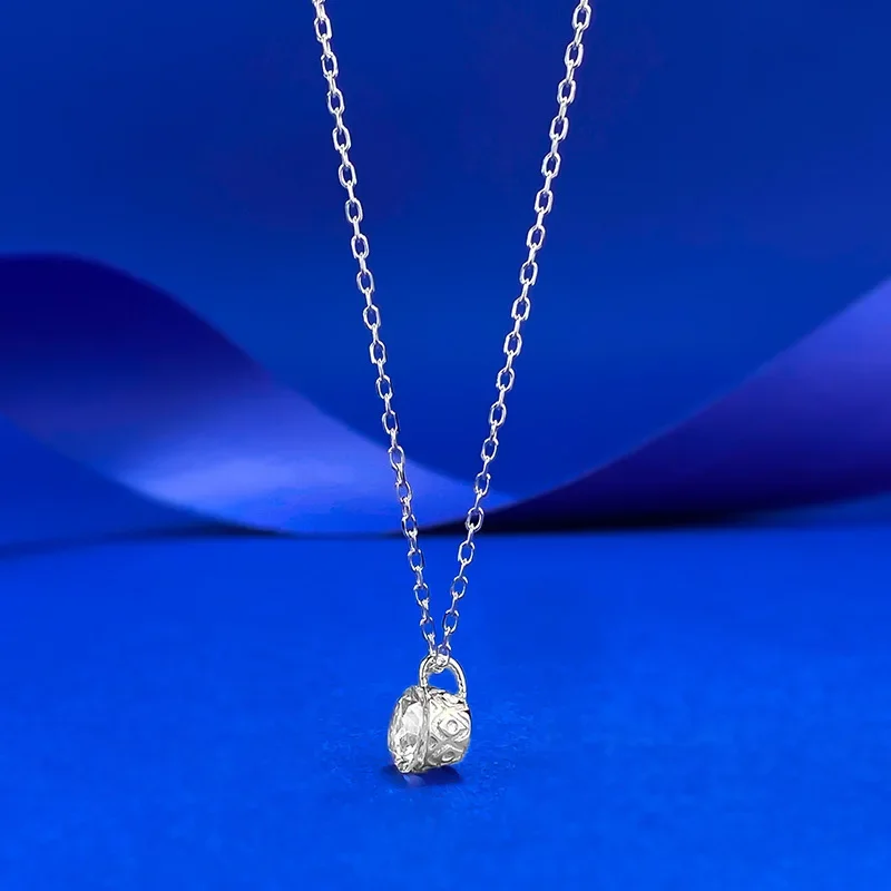 Apaison 925 Sterling Silver 7 mm Round High Carbon Diamond Woman Necklaces Pendants Wedding Anniversary Ladies Jewelry Gift