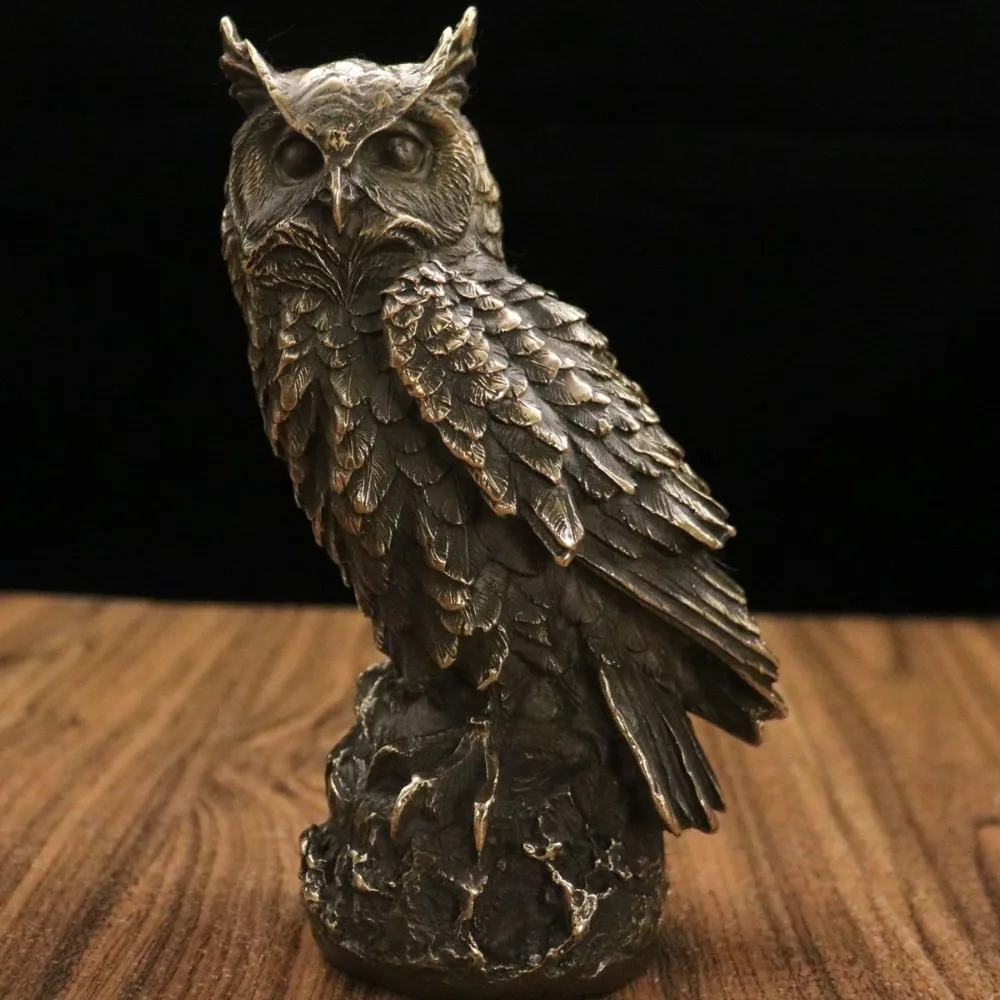 Antique-Style Owl Figurine: Home & Office Decor, Desk or Entryway Ornament, Handcrafted Gift