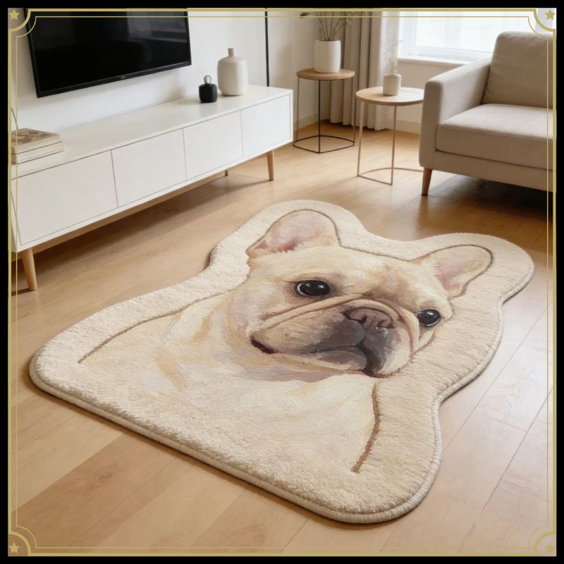 New Cute Milk Cute White Magic Dog Carpet Imitation Cashmere Bedroom Bedside Blanket Living Room Coffee Table Pet Customization