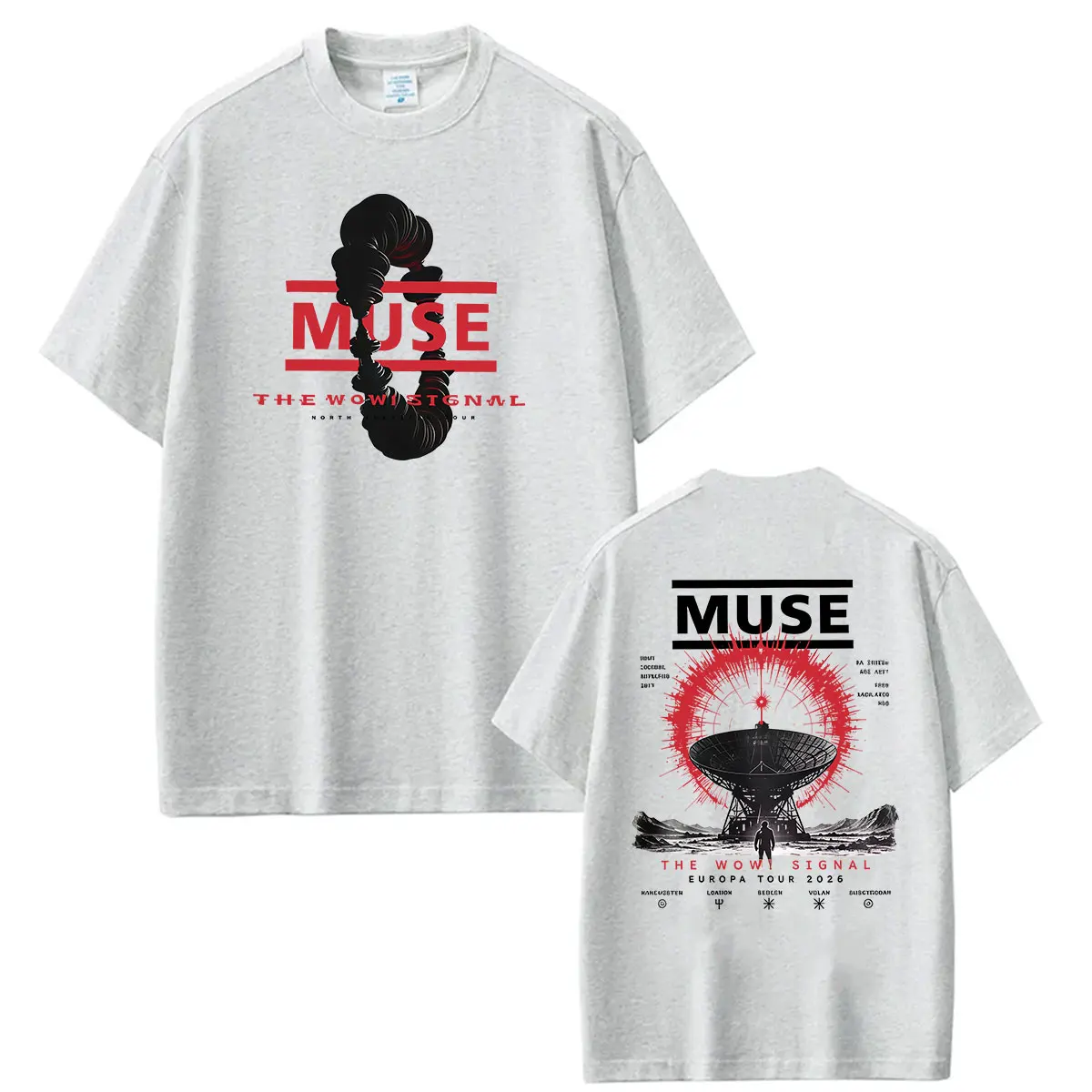 MUSE The Wow! Signal Europa Tour 2026 T-Shirt Herren Rock Band Hip Hop Punk Kleidung T-Shirts Vintage Baumwolle Kurzarm T-Shirt – Detail 6
