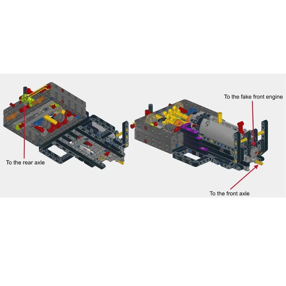 MOC 4/8/12 Speed Gearbox W16 Engine Manual /Power Functions Motor Drive for Building Bloc Car Truck Train Chassis Speed Control