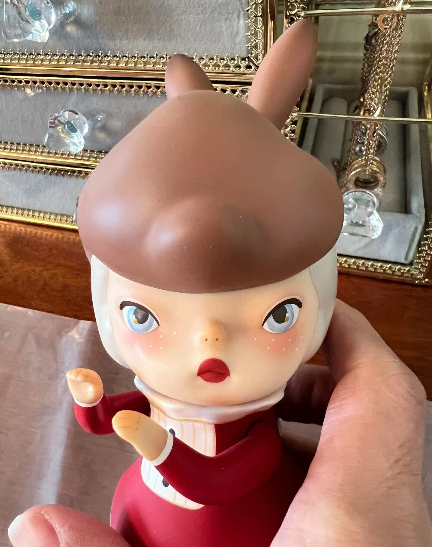 Sooya Cheeze Mori Merry Xmas Elk Girl Figure Toy Bunny Ear Behind Head Red Green Festival Decoration Designer Toys Collection