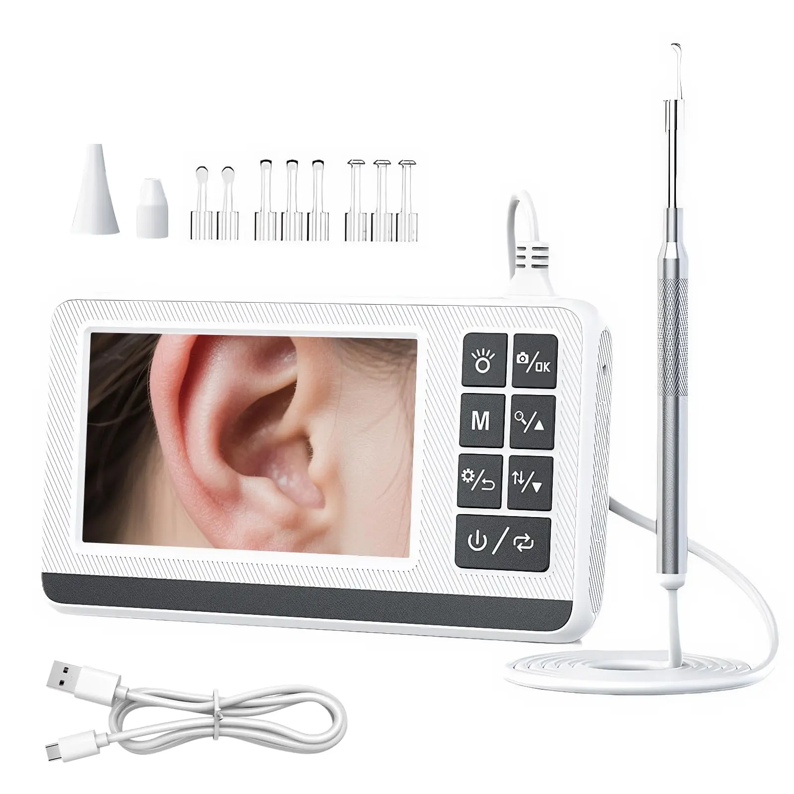 

Эндоскоп для чистки ушей 3,9 мм с экраном 4,3 дюйма, камера-отоскоп для удаления ушной серы, инструменты для ухода за зубами и ушами