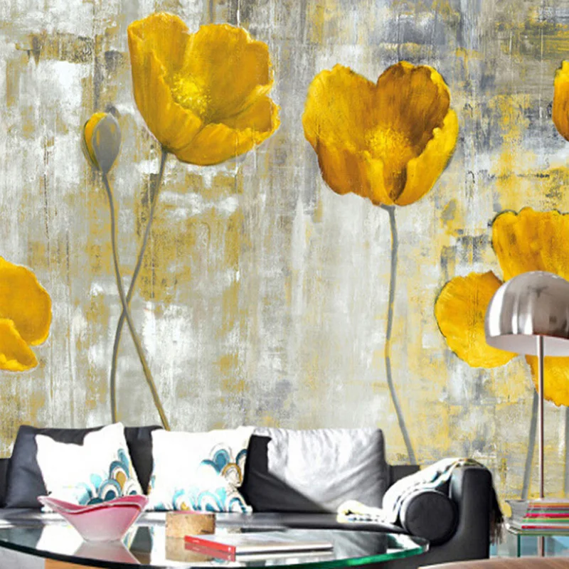 Customized products Wallpaper European Style Retro Abstract Flower Mural Art Living room TV background wall Bedroom oil painting