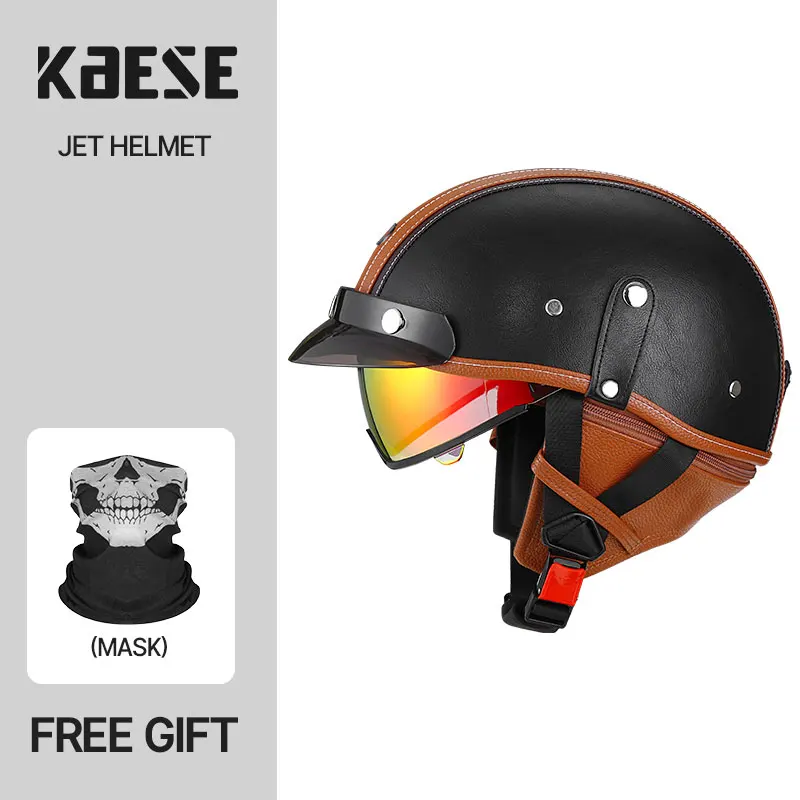 

Safety Durable Half Helmet with Removable colorful Inner Visor Lightweight Windproof for Daily Commute DOT Approved
