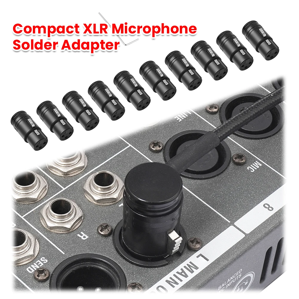 Male/Female Compact XLR Microphone Solder Adapter Professional XLR Adapter 3 Pin XLR Female to Female & Male to Male 90°