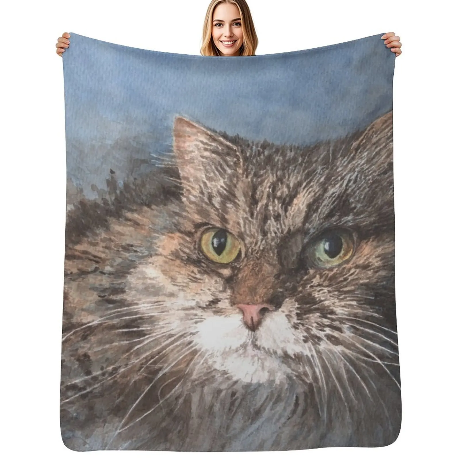 

Molly the Tabby Cat Throw Blanket Lightweight Warm Blanket for Travel Camping