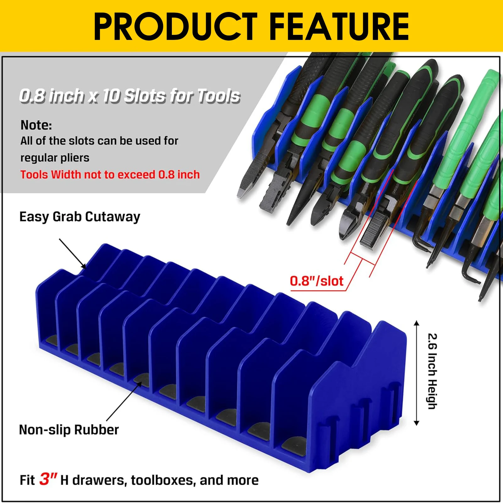 10-Slot Pliers Cutters Organizer Tool Drawer Toolbox Organizer Storage Racks for Household Tool Storage