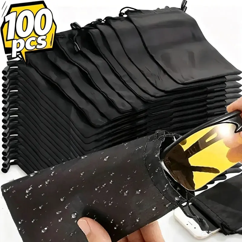 1/100pcs Portable Soft Cloth Waterproof Sunglasses Bag Microfiber Dust Storage Pouch Glasses Carry Bag Eyewear Case Container