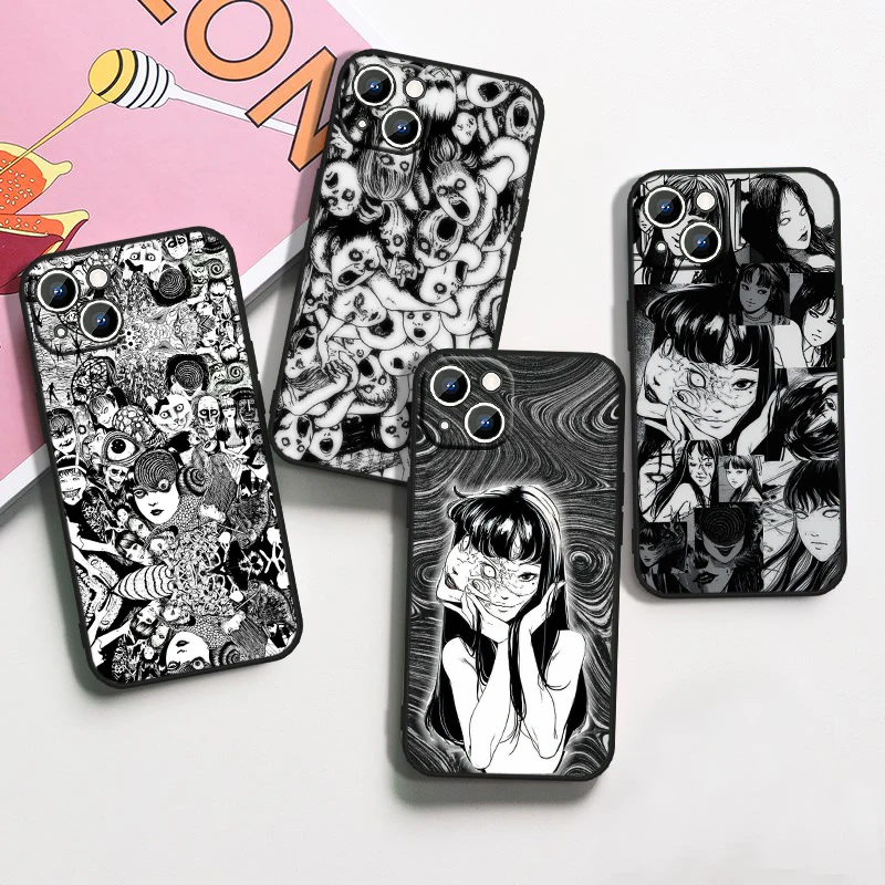 Anime Tomie Kawakami For Apple iPhone 15 14 13 12 Mini 11 XS XR X 8 7 Pro Max Plus Soft Silicone Black Phone Case