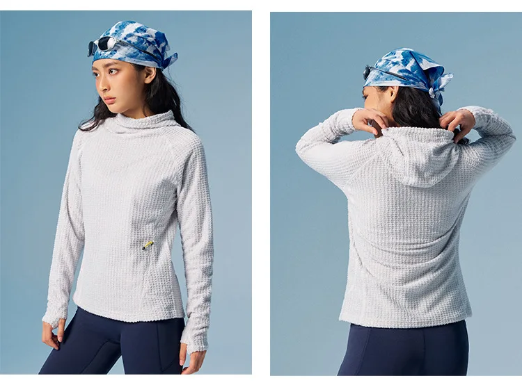 Thermolite Leichtgewichtiger Konstanttemperatur-Wärme-Fleece-Kapuzenpullover mit Air-Fleece-Pullover für Radfahren, Laufen und Sport – Detail 7