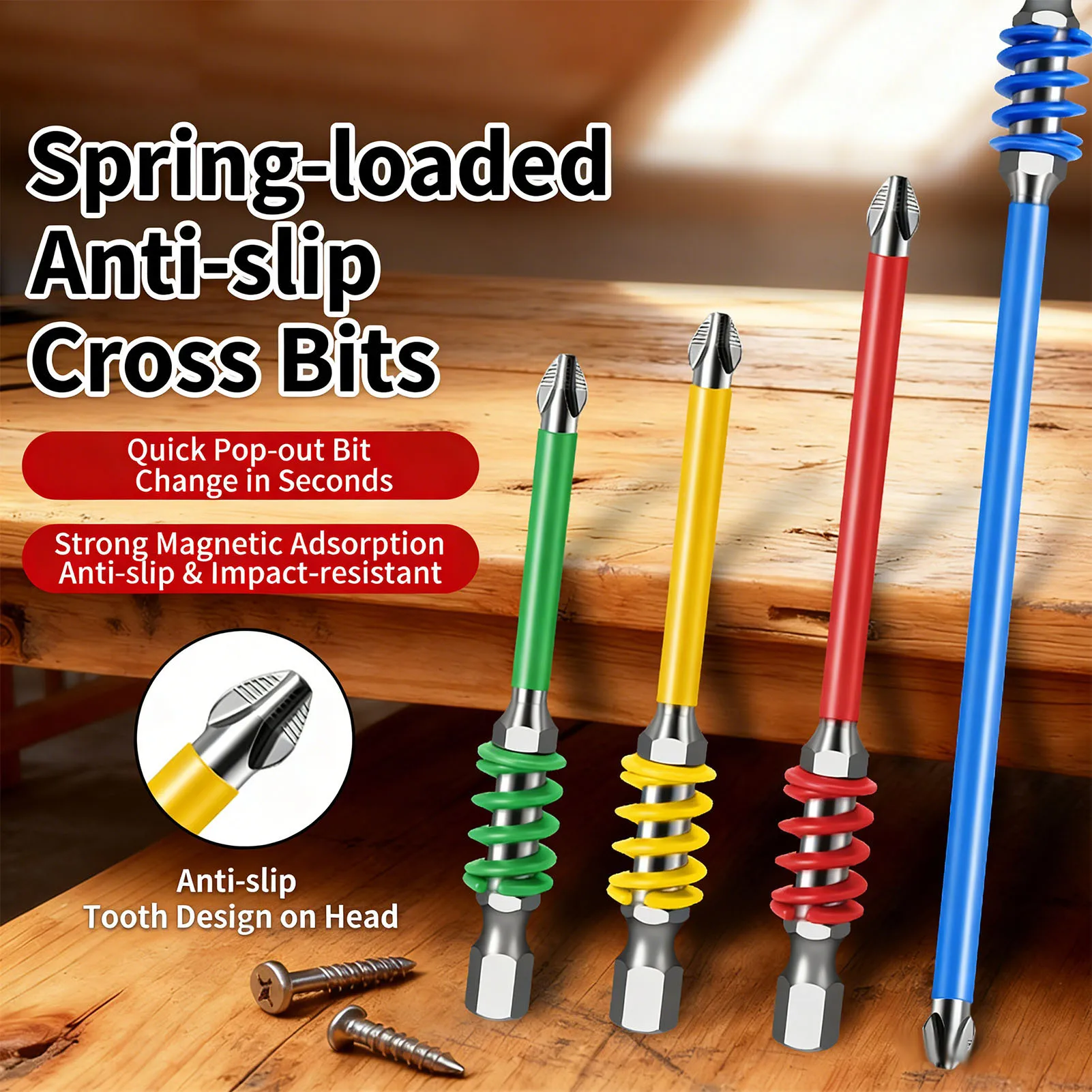Spring Loaded PH2 Screwdriver Bit 65 70 90 150mm 1/4 Inch Hex Shank Magnetic Anti Slip Screwdriver Bit for Electric Manual