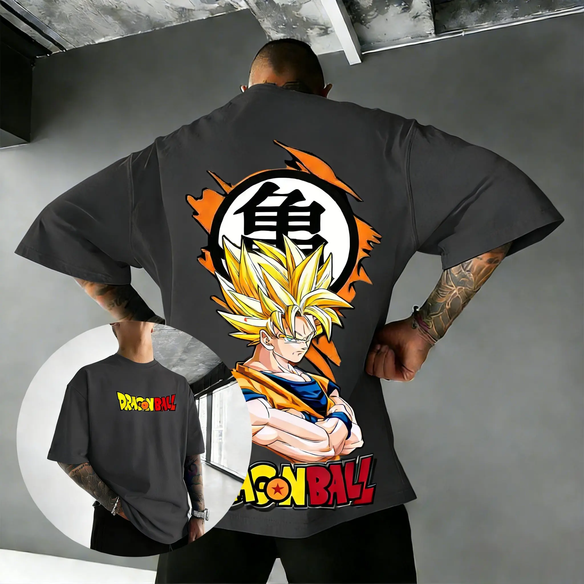 

Горячая новинка 2026: Футболка Dragon Ball Goku Super Saiyan Kame, мужская, оверсайз, повседневная, хлопковая, аниме, свободного кроя, унисекс, модный топ