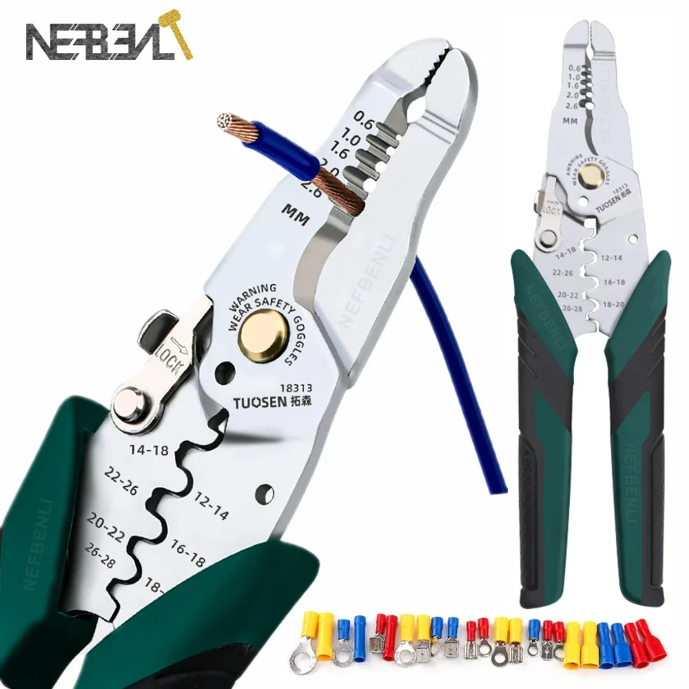 Multifunctional Wire Stripping Pliers Copper Pipe Crimper Wire Snap Ring Terminals Crimpper Electrician Wire Stripper Tools