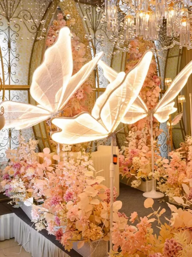 Glow - Peony Flower Luminous Butterfly Decoration Wedding Road Guide Hotel Stage Decoration Lights Birthday Party Decoration